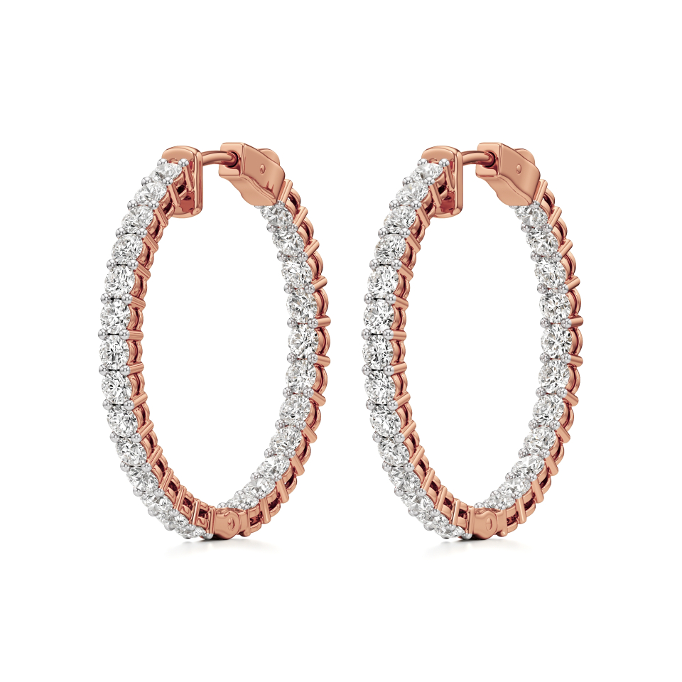 14k Rose Gold Serenity Inside-Outside Hoop Earrings