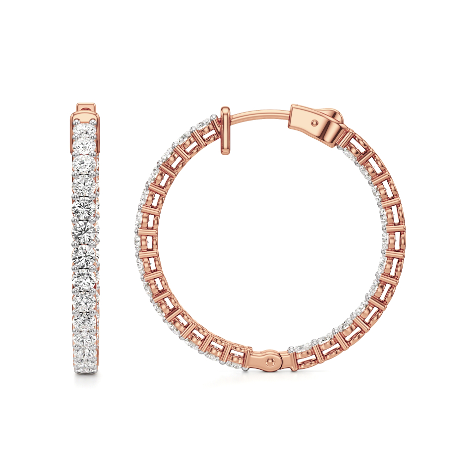 14k Rose Gold Serenity Inside-Outside Hoop Earrings