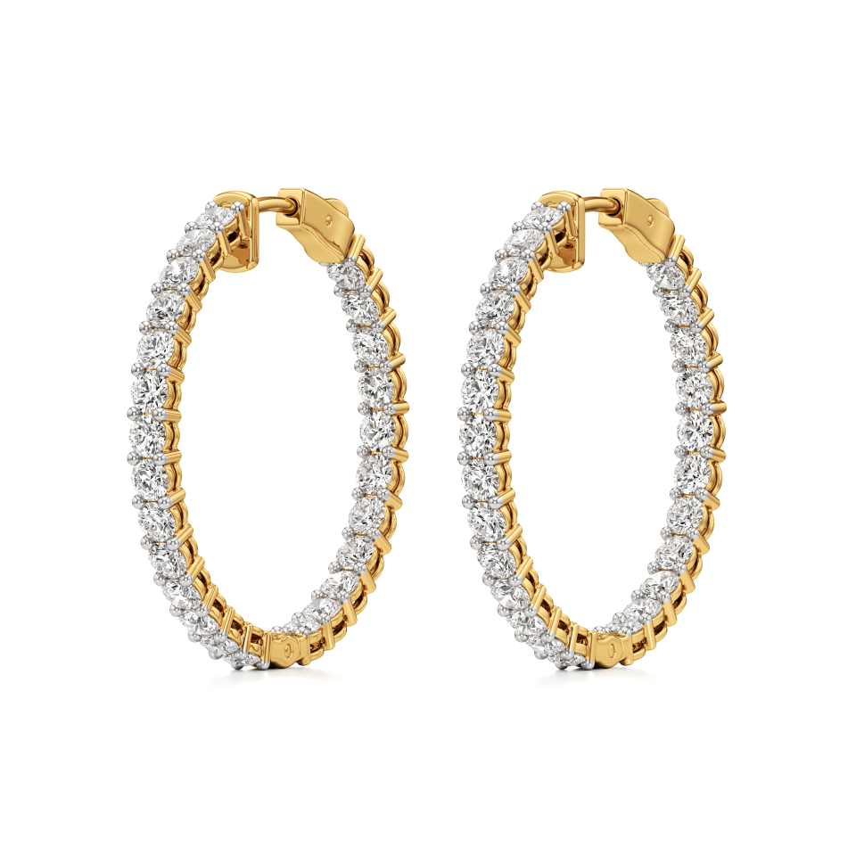14k Yellow Gold Aurora Inside-Outside Hoop Earrings