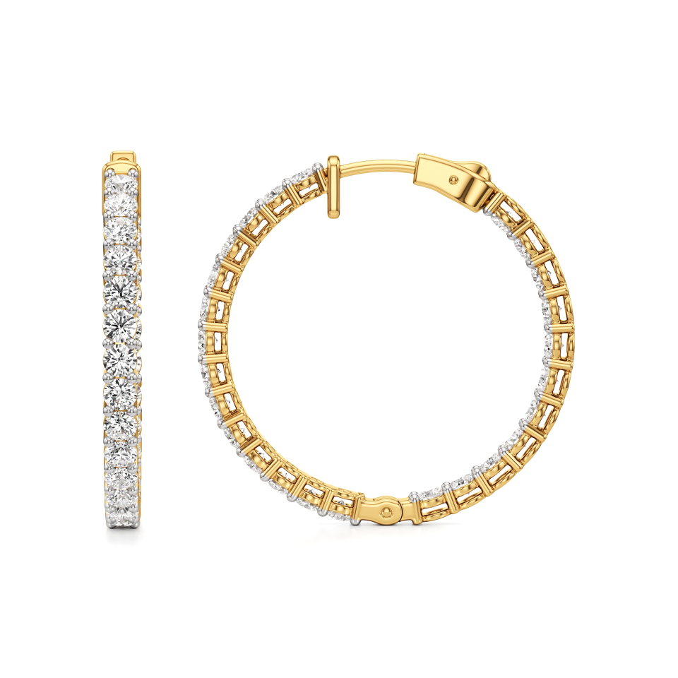 14k Yellow Gold Aurora Inside-Outside Hoop Earrings