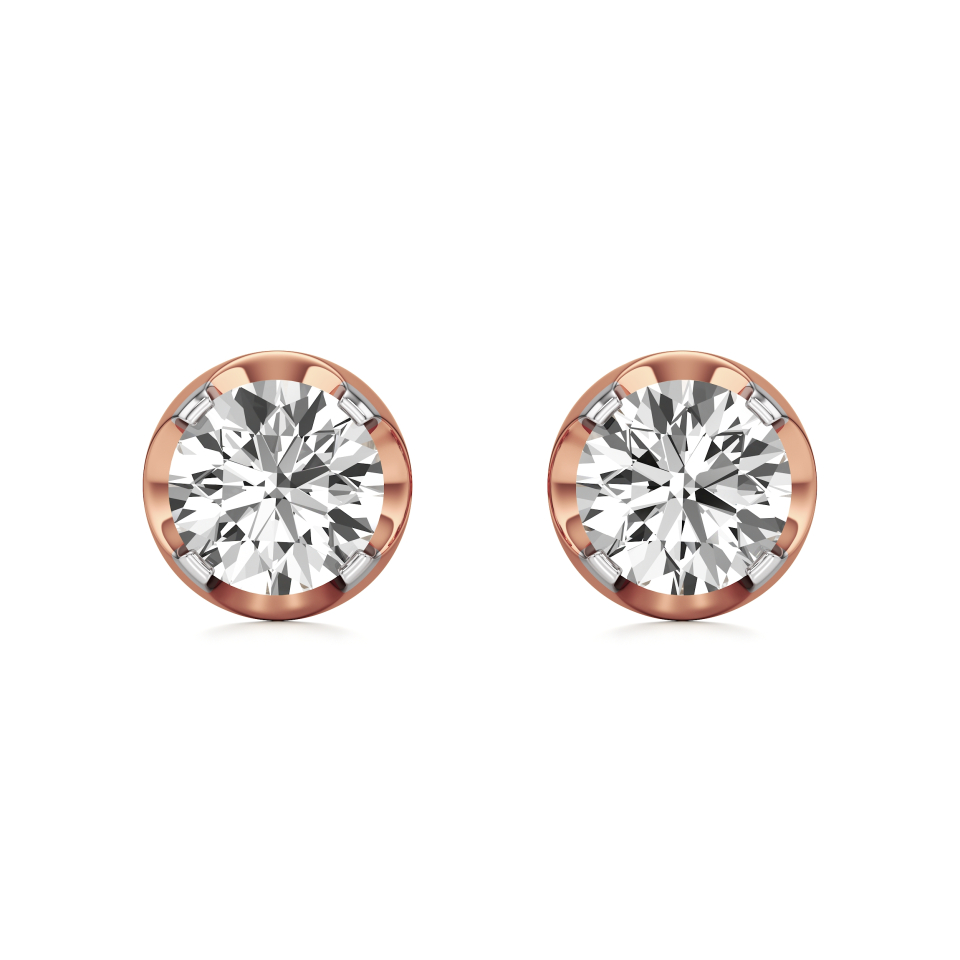 14k Rose Gold Luminous Love Diamond Stud Earrings
