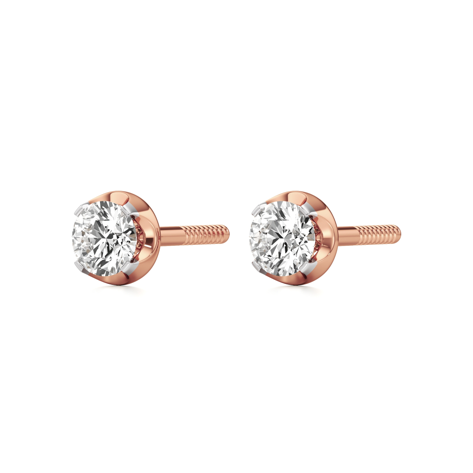14k Rose Gold Luminous Love Diamond Stud Earrings
