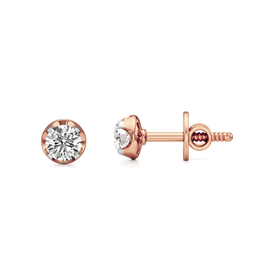 14k Rose Gold Luminous Love Diamond Stud Earrings