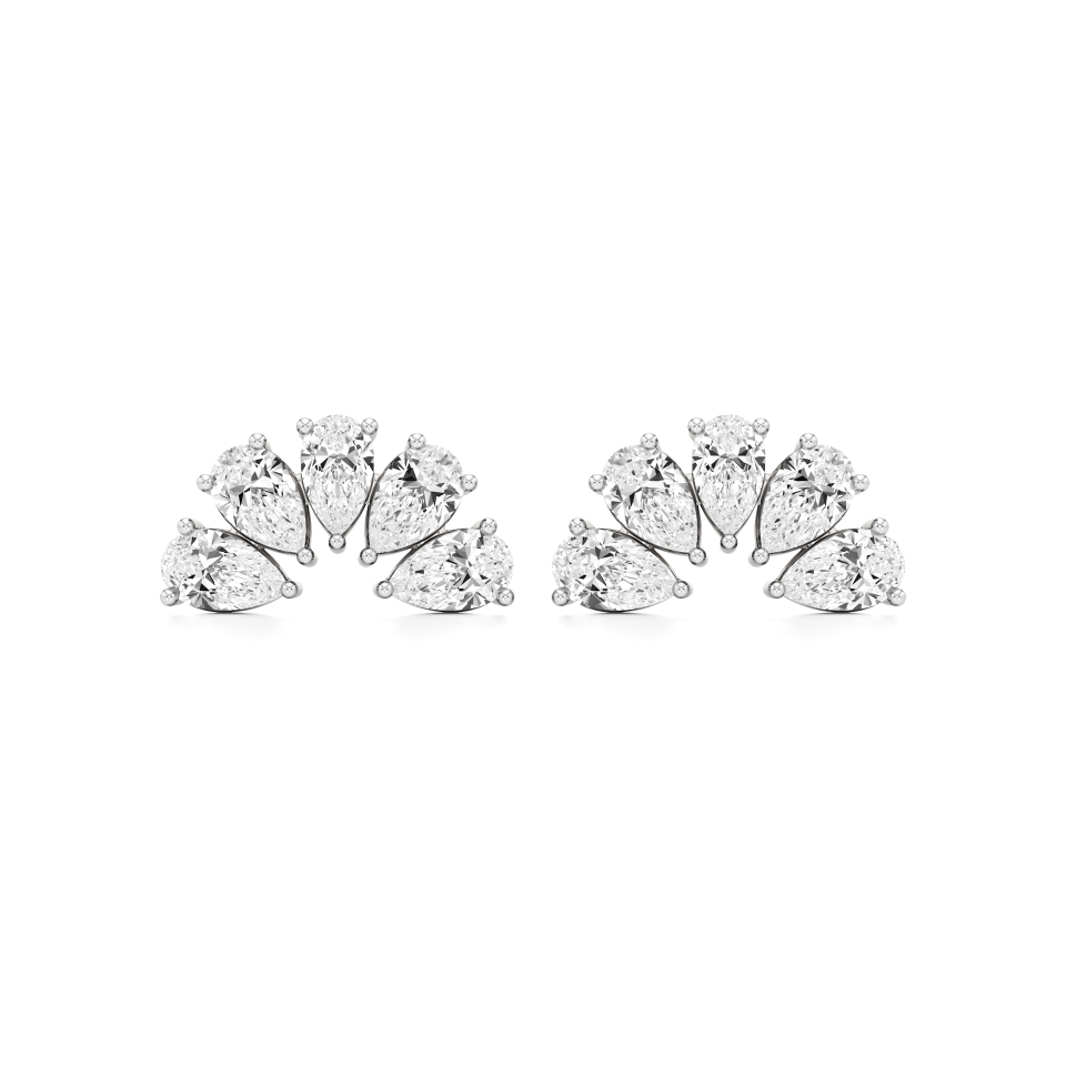 14k White Gold Elegant Pear-Cut Diamond Earrings