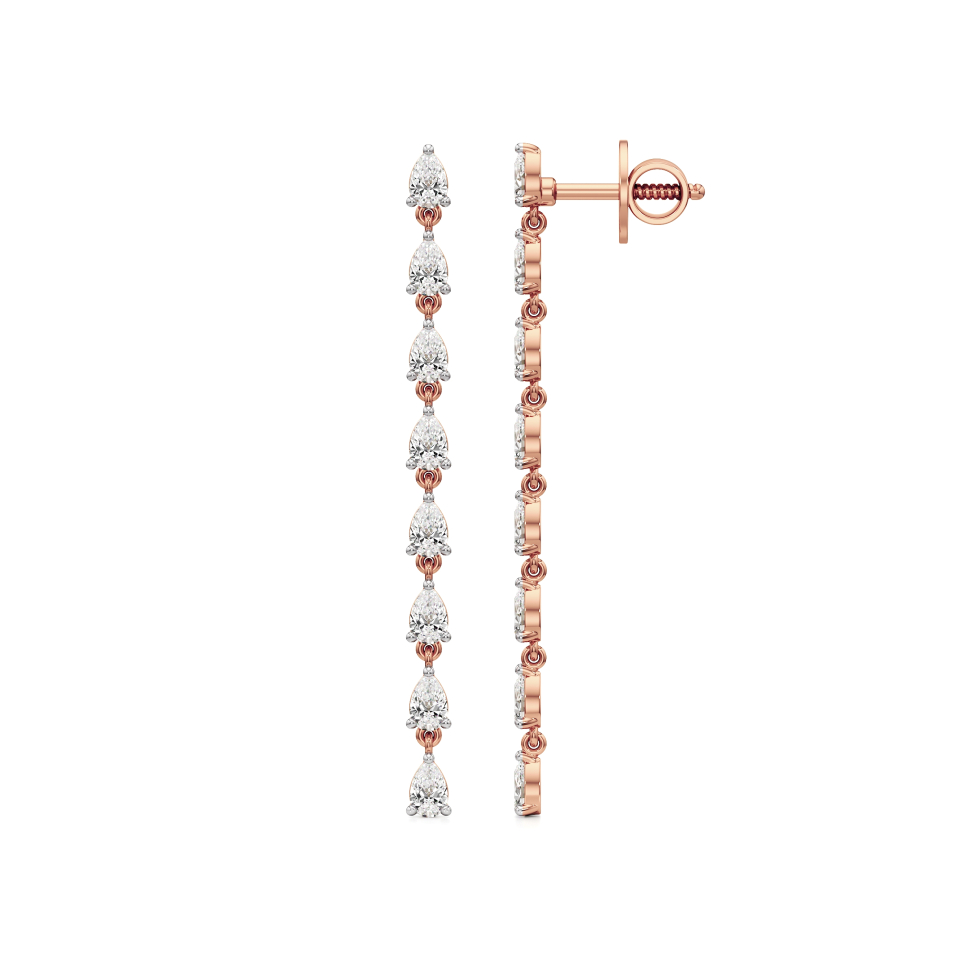 14k Rose Gold Serene Cascade Diamond Earrings