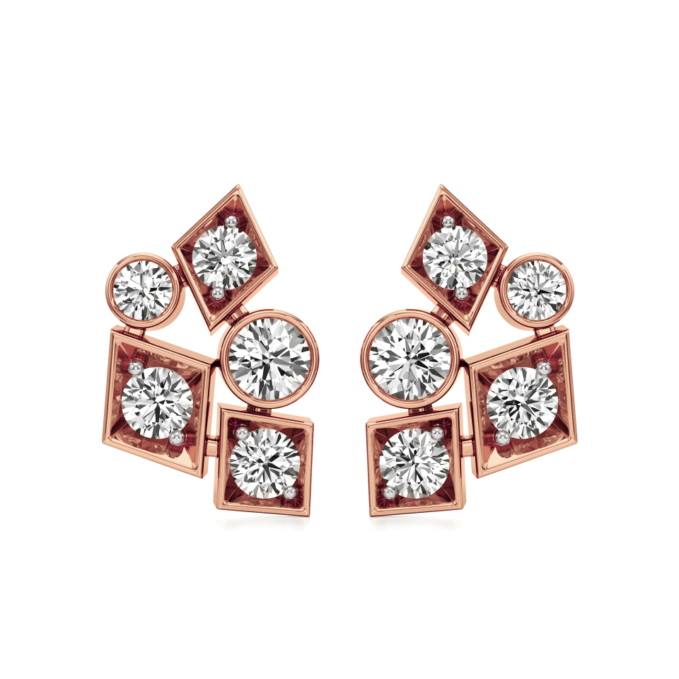 14k Rose Gold Eclipse Cluster Diamond Earrings
