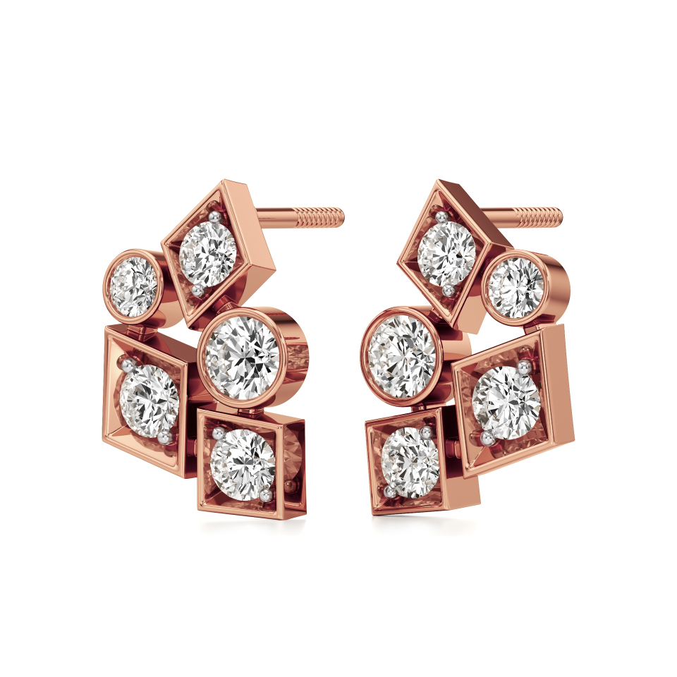 14k Rose Gold Eclipse Cluster Diamond Earrings