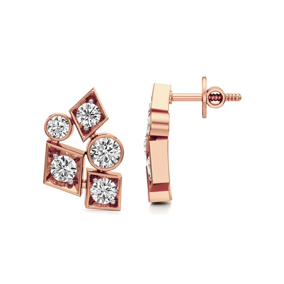 14k Rose Gold Eclipse Cluster Diamond Earrings