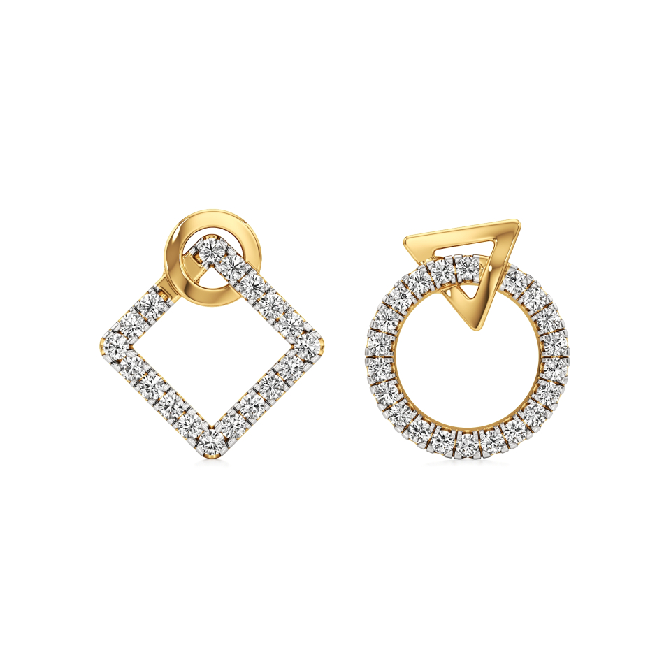 14k Yellow Gold GeoLuxe Diamond Earrings