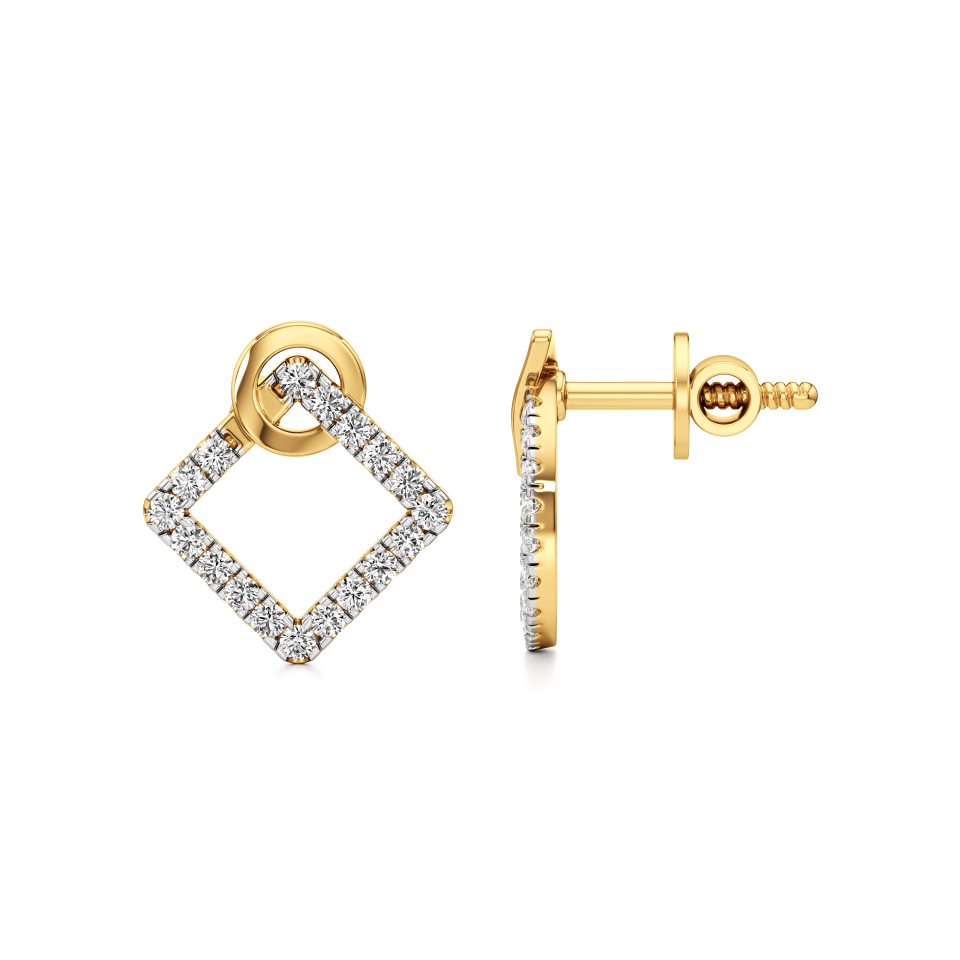 14k Yellow Gold GeoLuxe Diamond Earrings