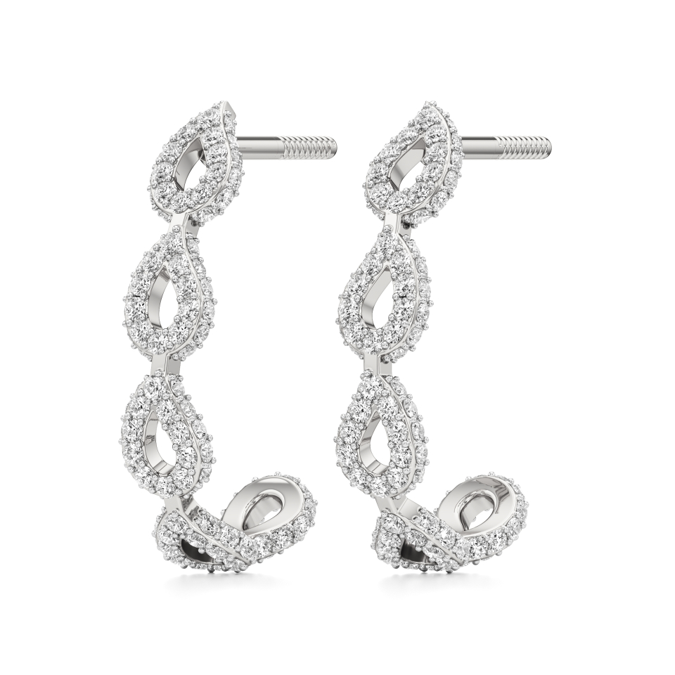 14k White Gold Golden Radiance J-Hoop Diamond Earrings