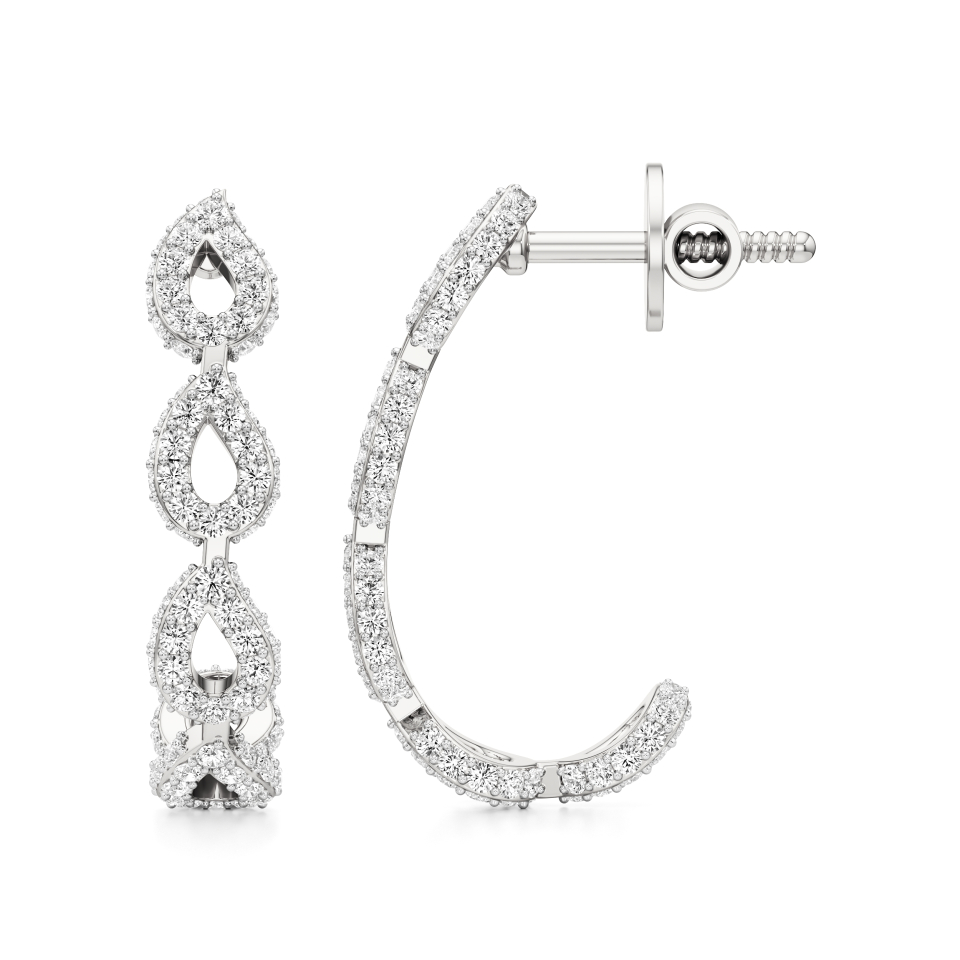 14k White Gold Golden Radiance J-Hoop Diamond Earrings