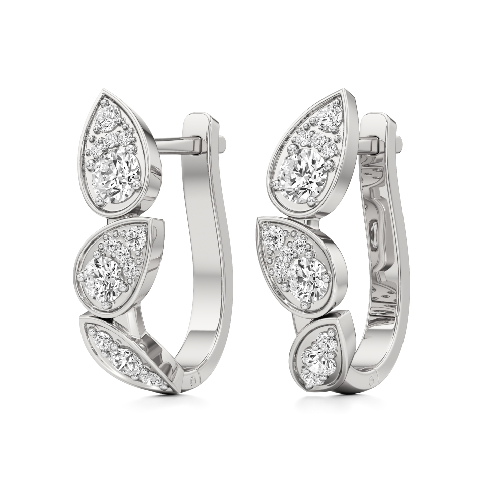 14k White Gold Leaf Glow Diamond Earrings