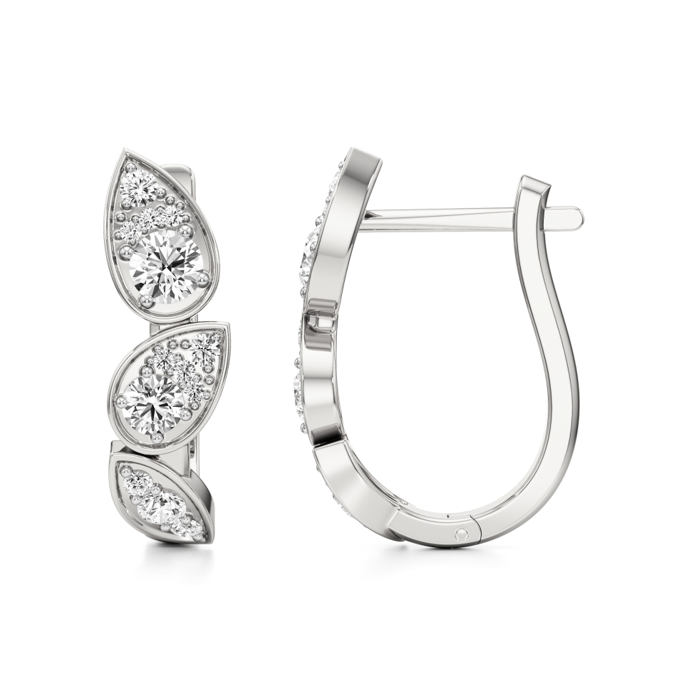 14k White Gold Leaf Glow Diamond Earrings