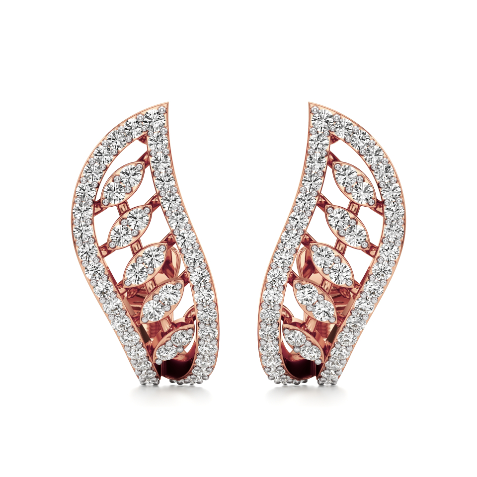 14k Rose Gold Rose Whisper Diamond Earrings