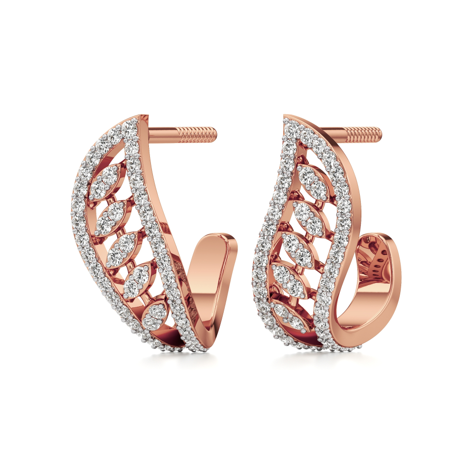 14k Rose Gold Rose Whisper Diamond Earrings