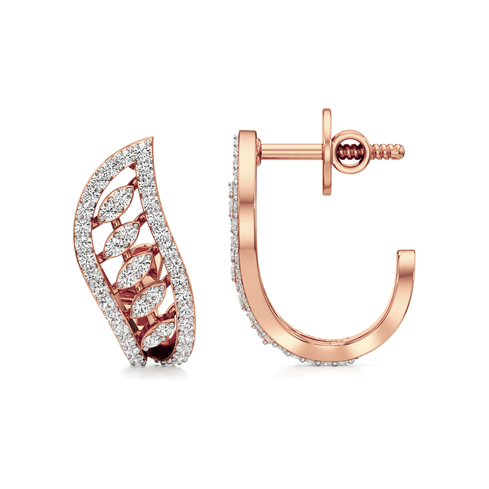 14k Rose Gold Rose Whisper Diamond Earrings