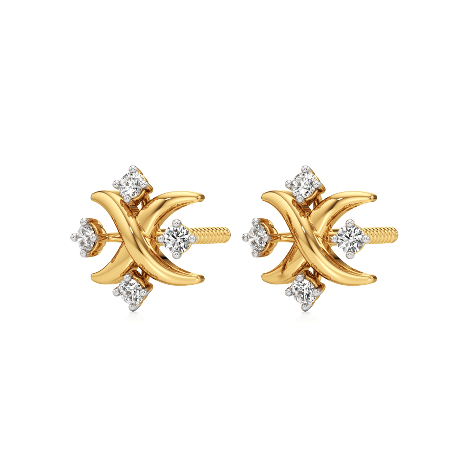 14k Yellow Gold Embrace Diamond Earrings