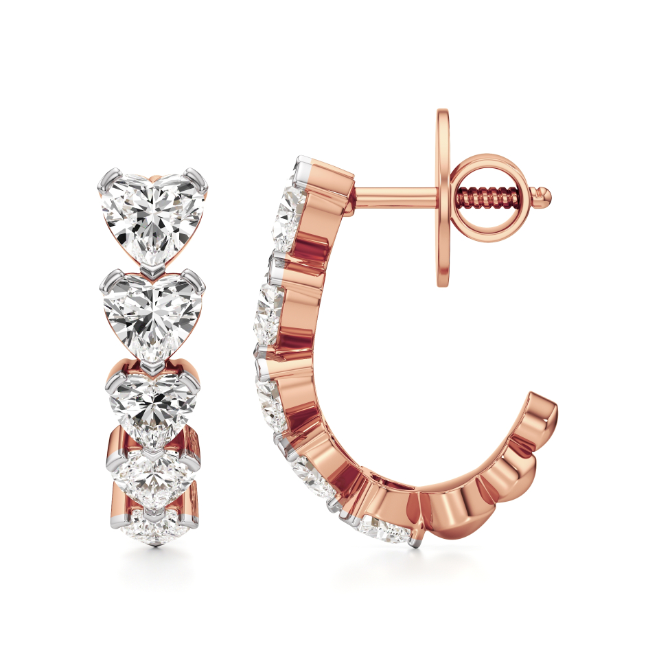 14k Rose Gold Amoura Heartline Serenity Hoop Earrings