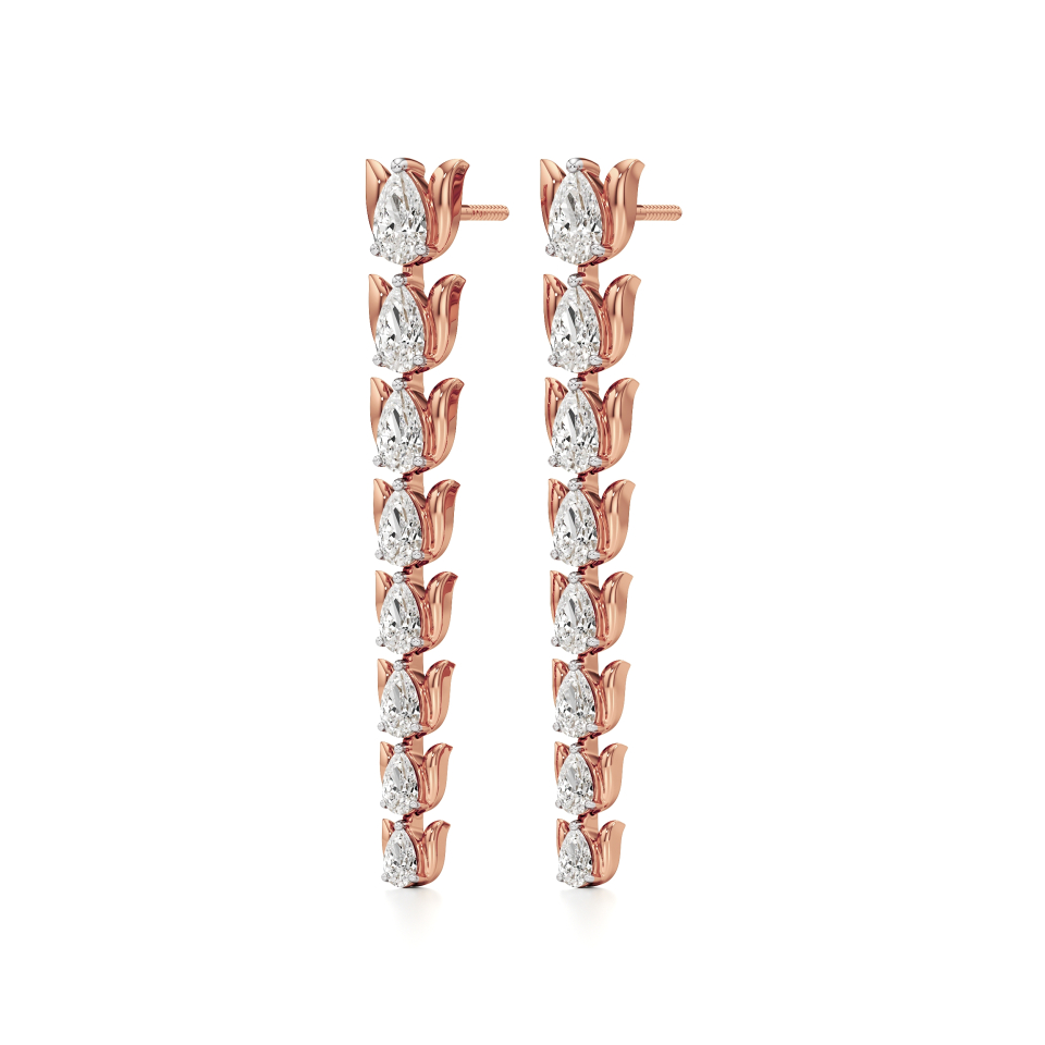 14k Rose Gold Vistara Bloom Elegance Diamond Earrings