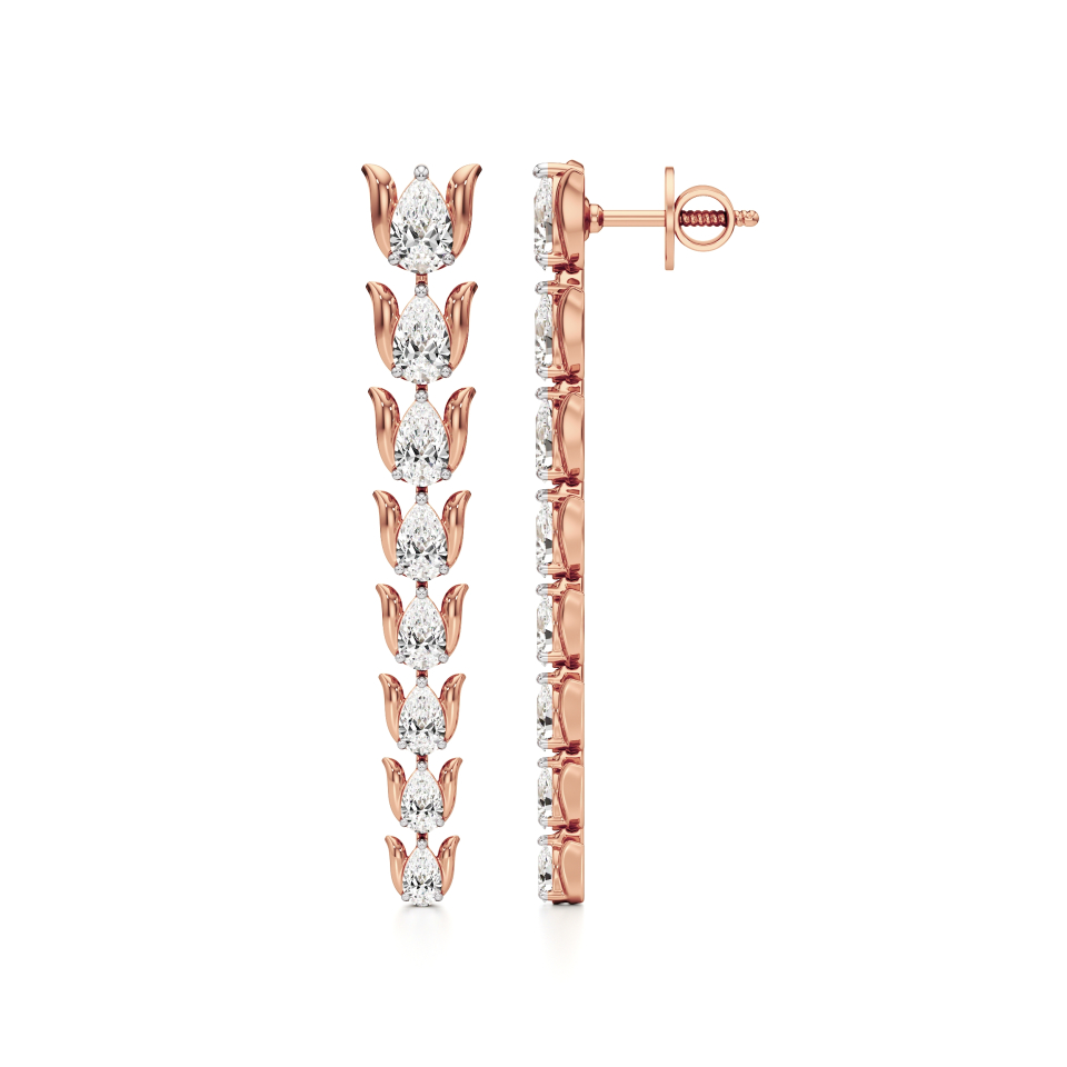 14k Rose Gold Vistara Bloom Elegance Diamond Earrings