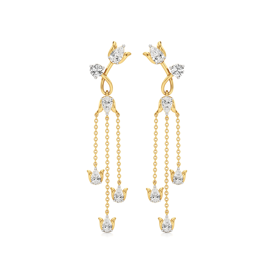14k Yellow Gold Anvaya Graceful Cascade Diamond Earrings