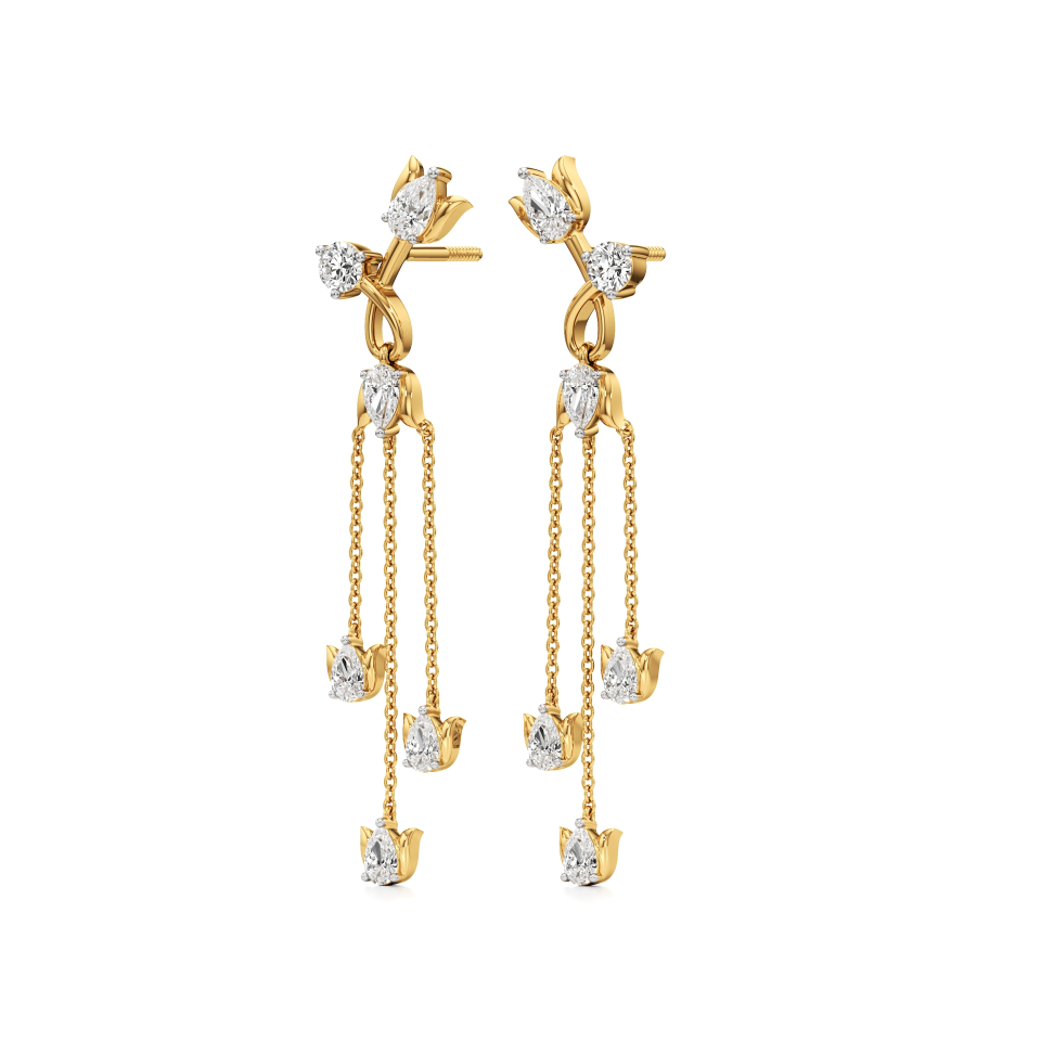 14k Yellow Gold Anvaya Graceful Cascade Diamond Earrings
