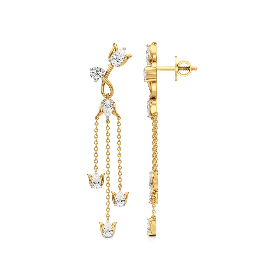 14k Yellow Gold Anvaya Graceful Cascade Diamond Earrings