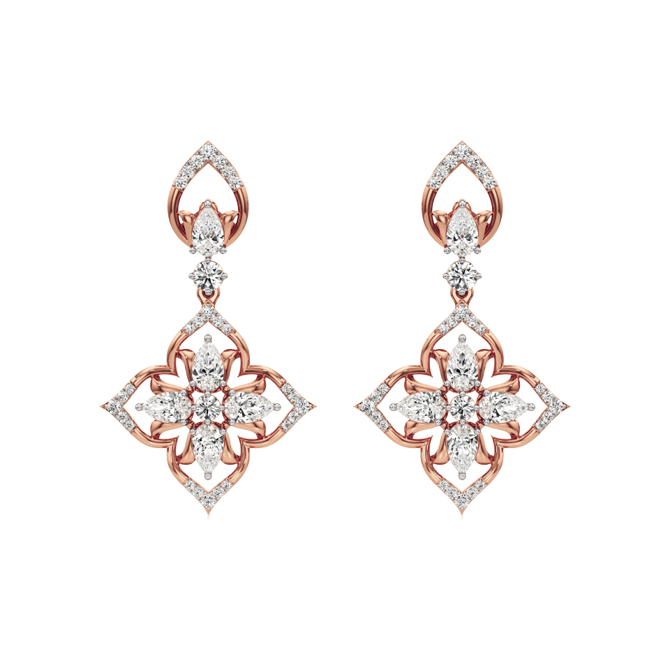 14k Rose Gold Lunelle Enchantment Diamond Earrings