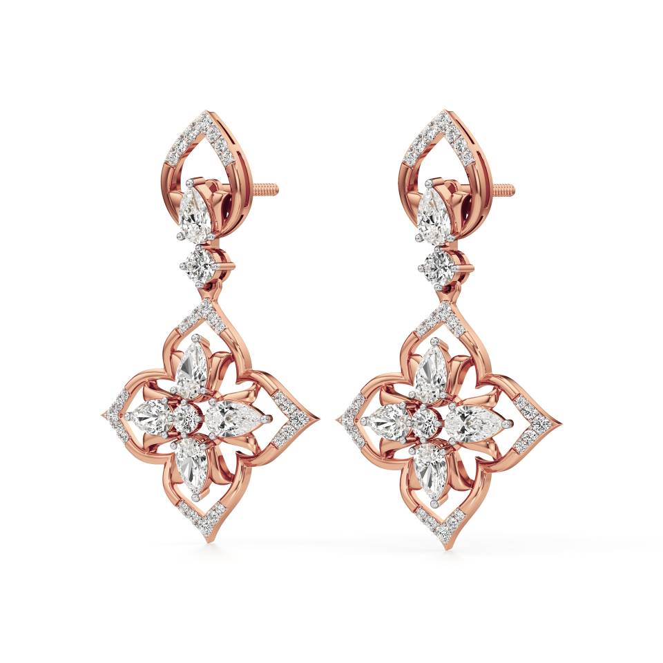 14k Rose Gold Lunelle Enchantment Diamond Earrings