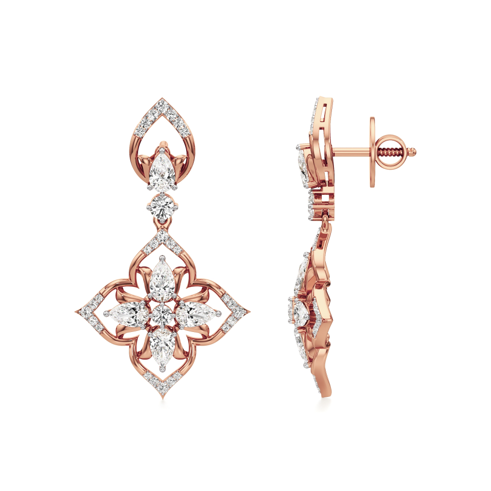 14k Rose Gold Lunelle Enchantment Diamond Earrings