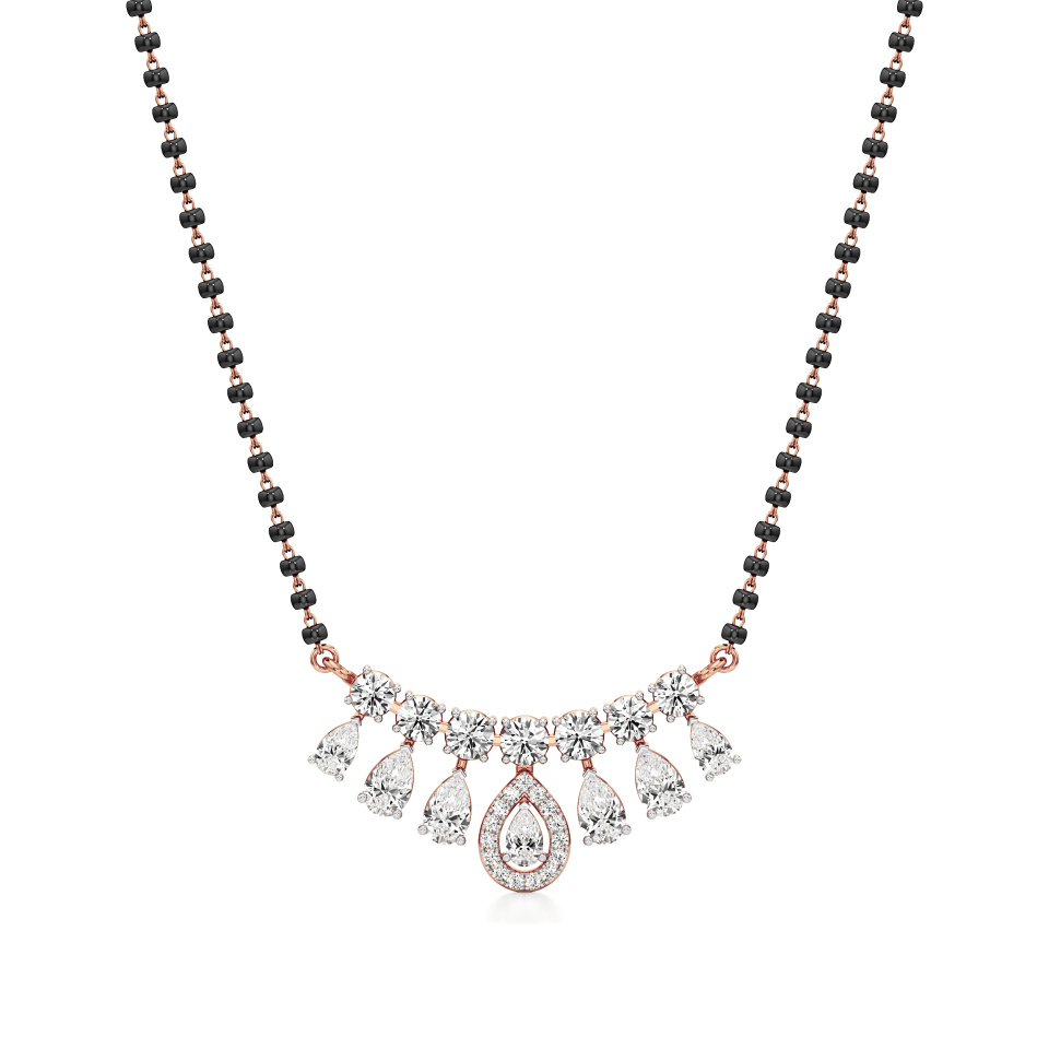 14k Rose Gold Lustre Drops Diamond Mangalsutra Necklace