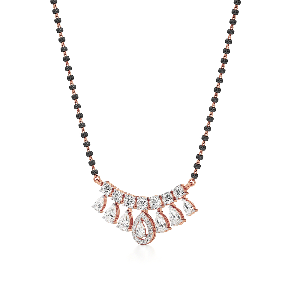 14k Rose Gold Lustre Drops Diamond Mangalsutra Necklace