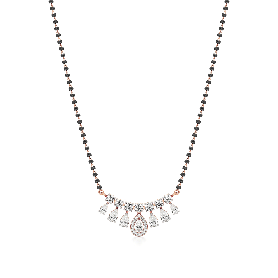 14k Rose Gold Lustre Drops Diamond Mangalsutra Necklace