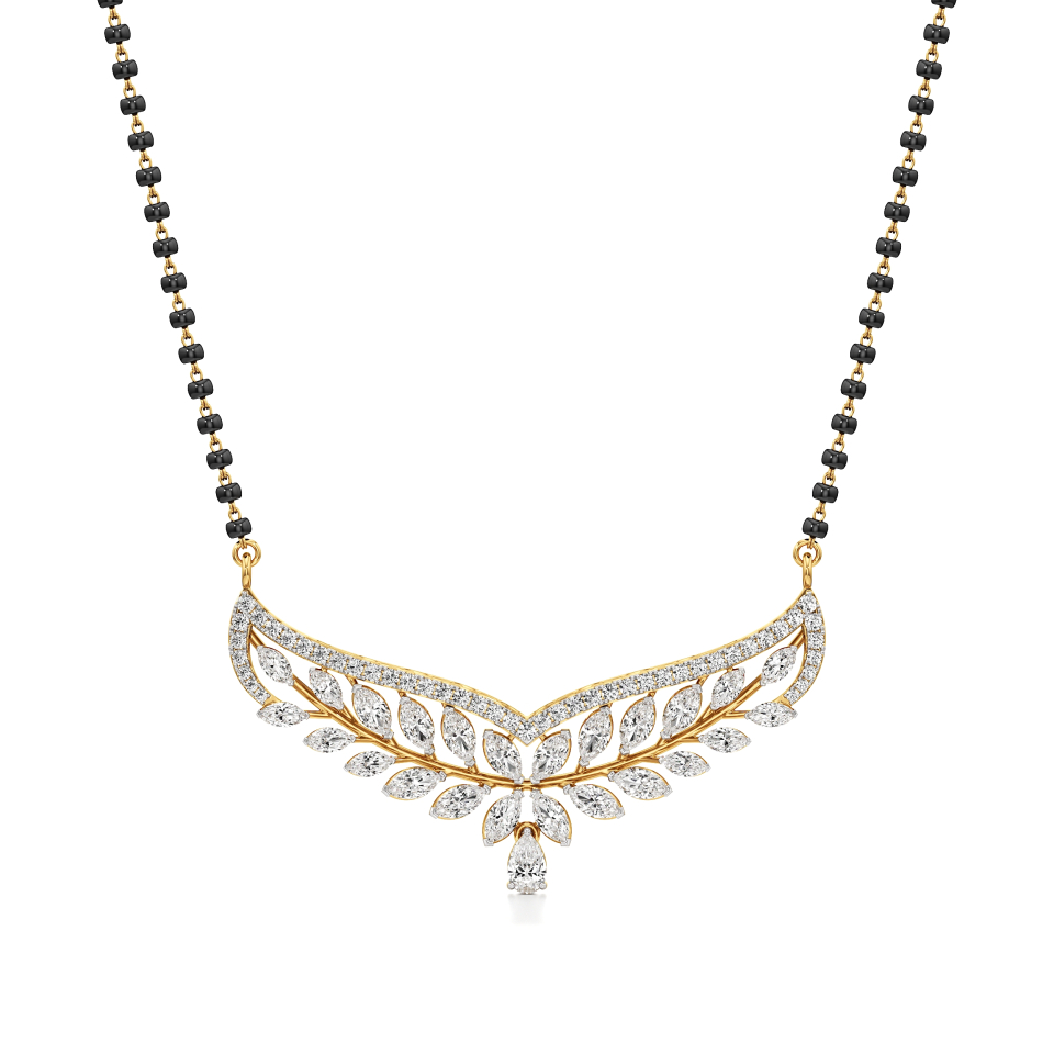 14k Yellow Gold Celestial Vine Diamond Mangalsutra Necklace