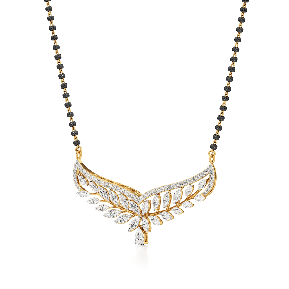 14k Yellow Gold Celestial Vine Diamond Mangalsutra Necklace