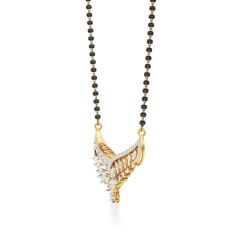 14k Yellow Gold Celestial Vine Diamond Mangalsutra Necklace