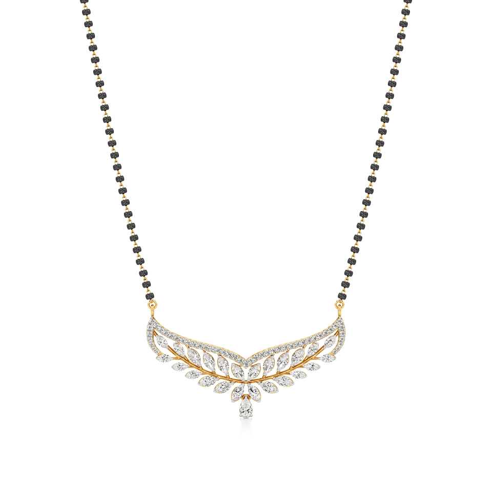 14k Yellow Gold Celestial Vine Diamond Mangalsutra Necklace