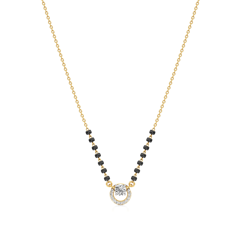 14k Yellow Gold Luminous Circle Diamond Mangalsutra Necklace