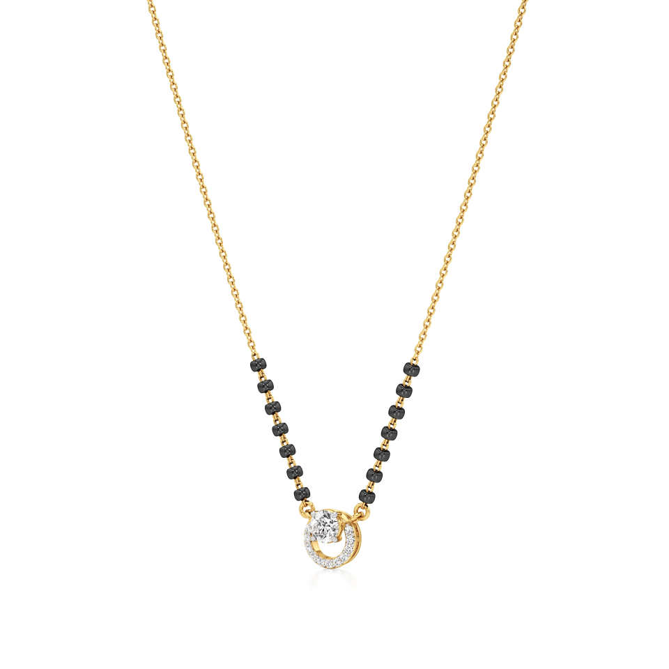 14k Yellow Gold Luminous Circle Diamond Mangalsutra Necklace