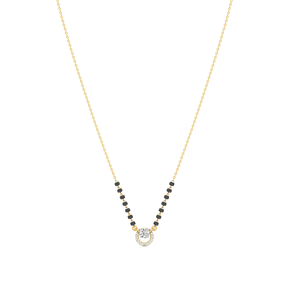 14k Yellow Gold Luminous Circle Diamond Mangalsutra Necklace