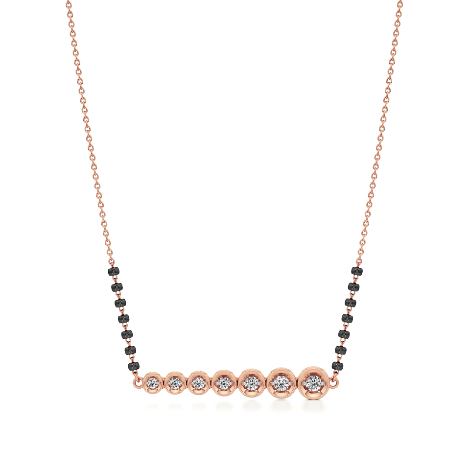 14k Rose Gold Elegant Cascade Diamond Mangalsutra Necklace