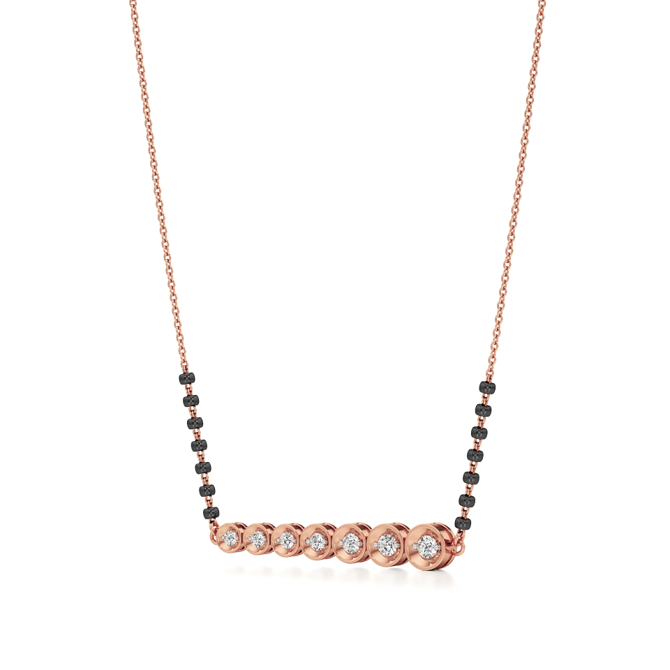 14k Rose Gold Elegant Cascade Diamond Mangalsutra Necklace