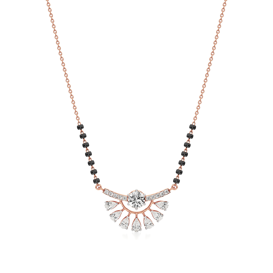 14k Rose Gold Sunrise Glow Diamond Mangalsutra Necklace