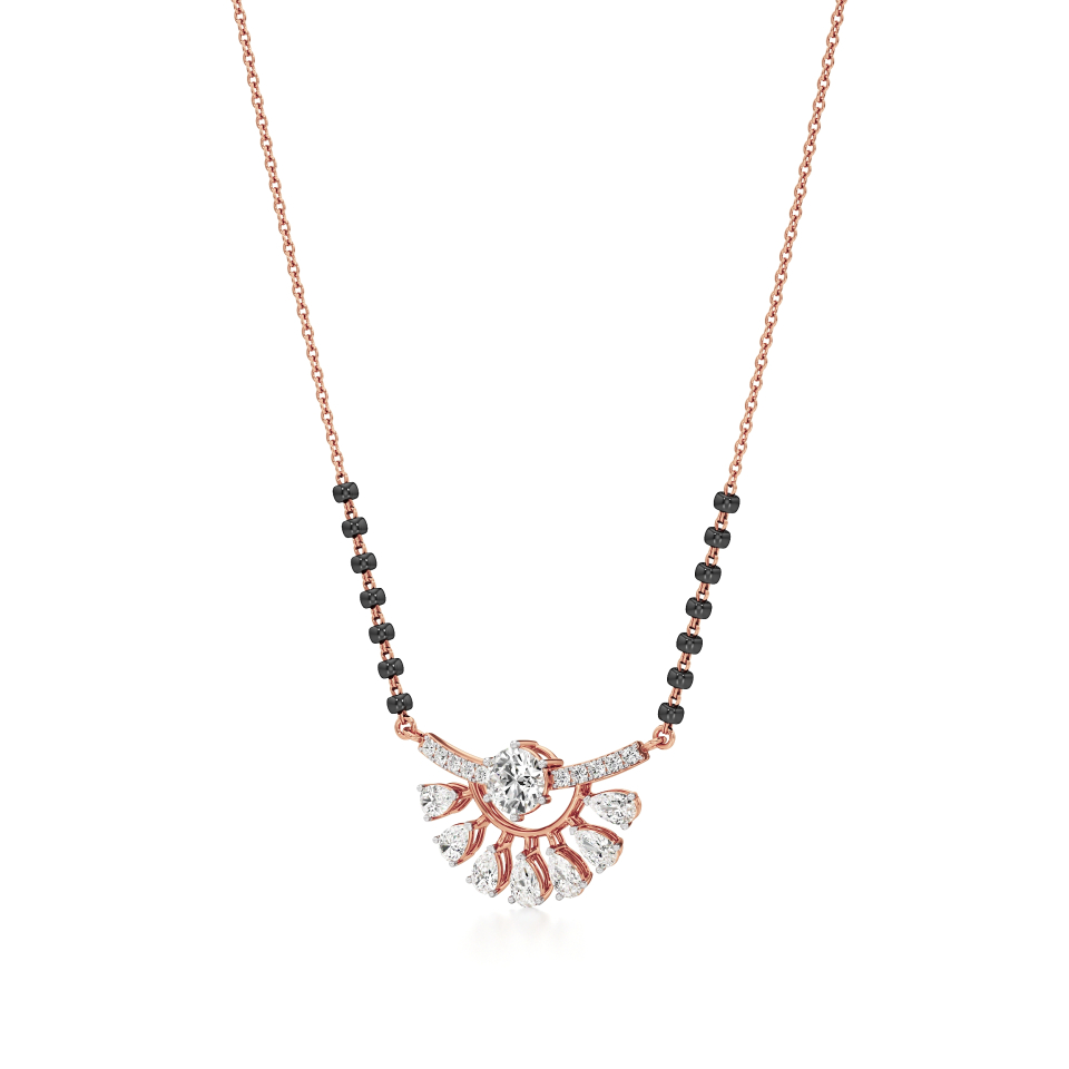 14k Rose Gold Sunrise Glow Diamond Mangalsutra Necklace