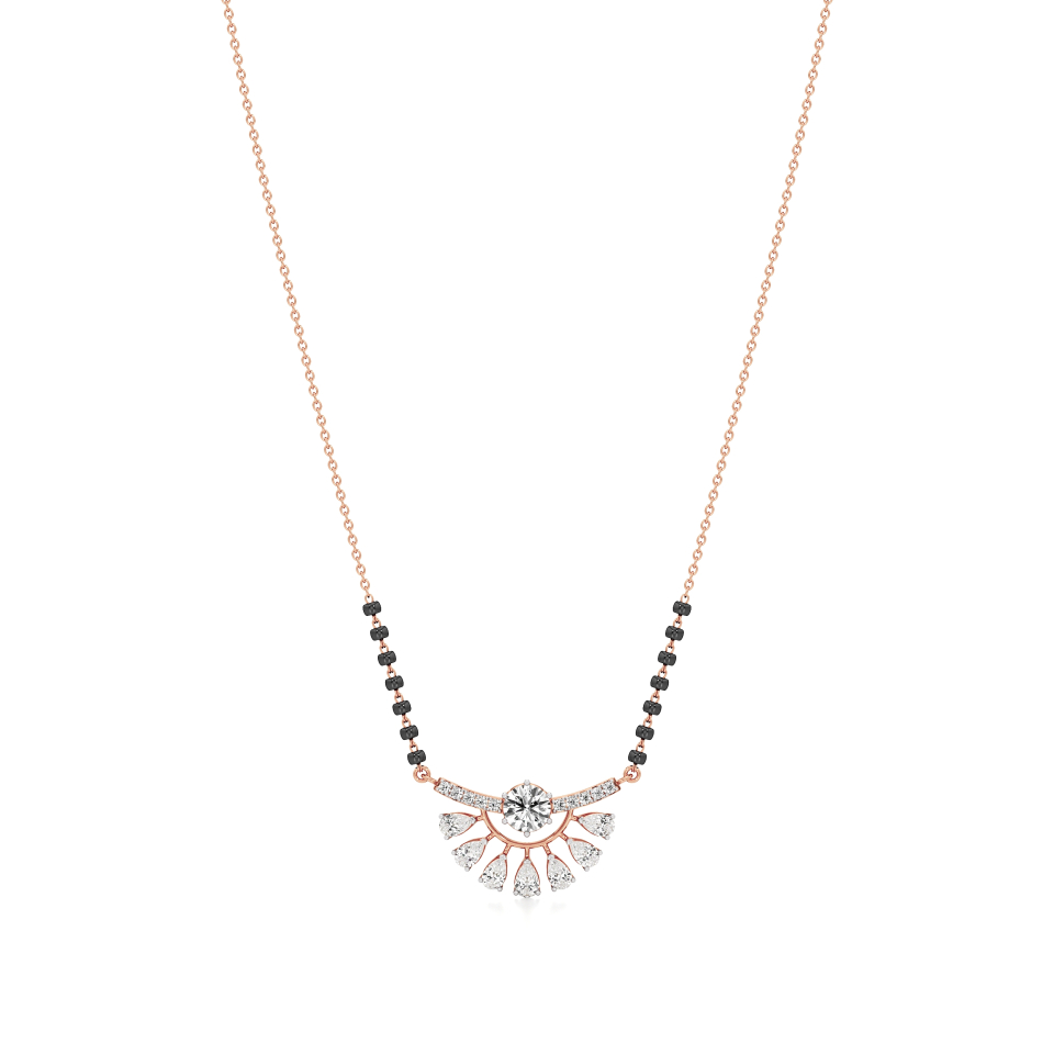 14k Rose Gold Sunrise Glow Diamond Mangalsutra Necklace