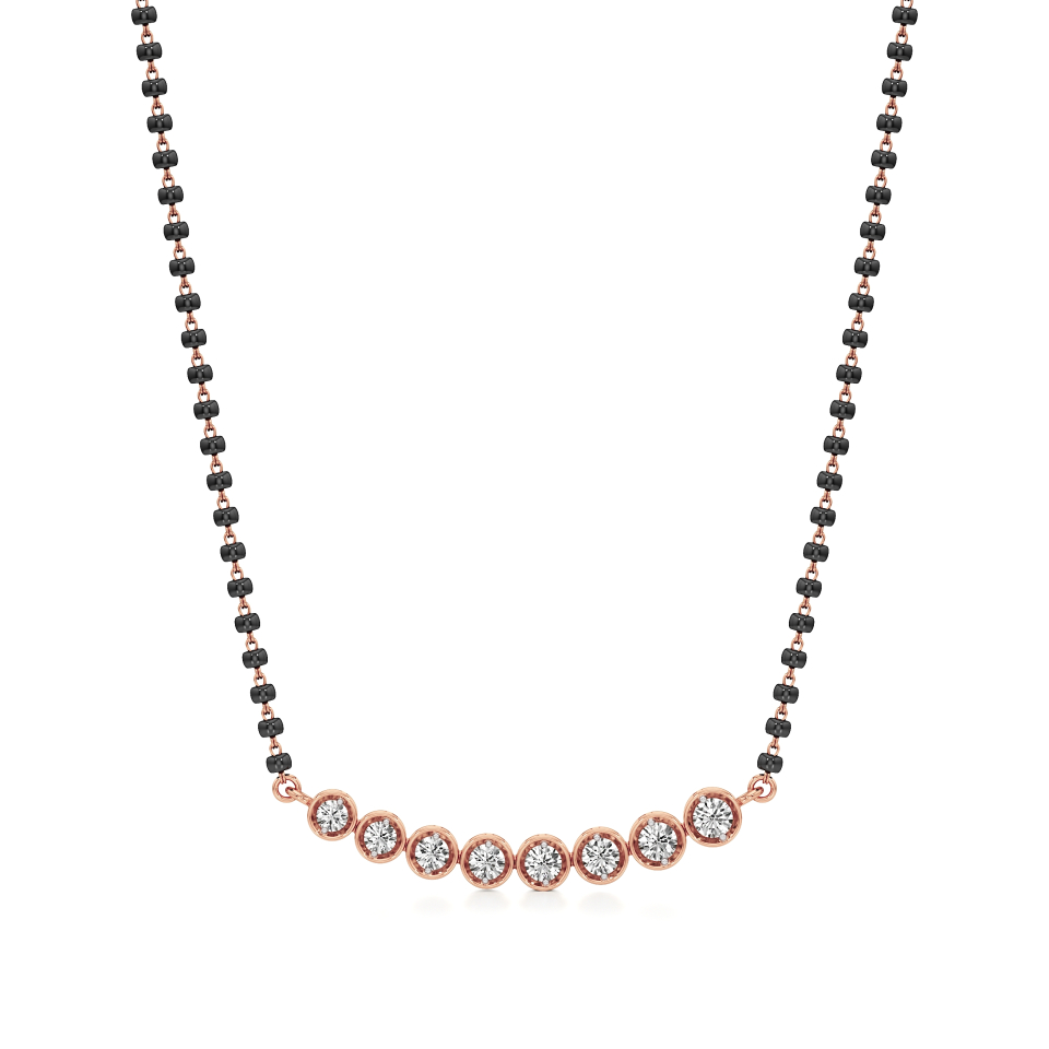 14k Rose Gold Eternal Circle Diamond Mangalsutra Necklace