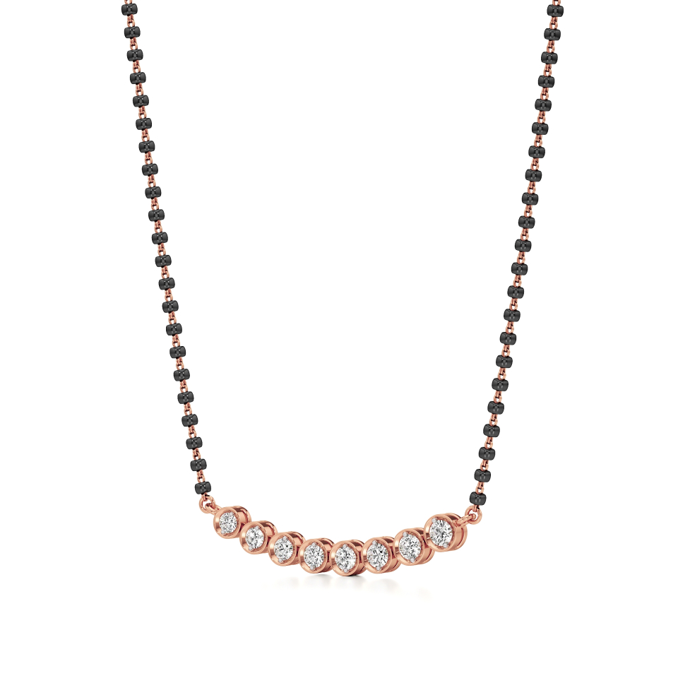 14k Rose Gold Eternal Circle Diamond Mangalsutra Necklace