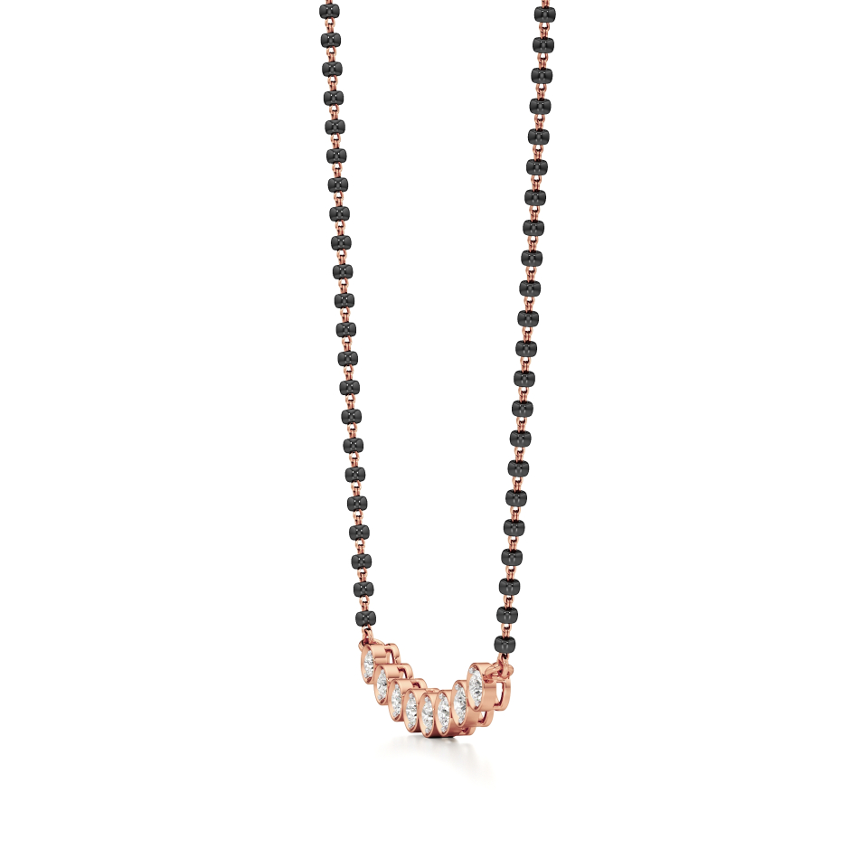 14k Rose Gold Eternal Circle Diamond Mangalsutra Necklace