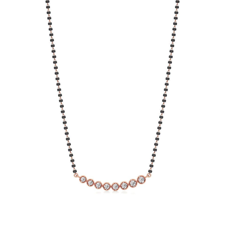 14k Rose Gold Eternal Circle Diamond Mangalsutra Necklace